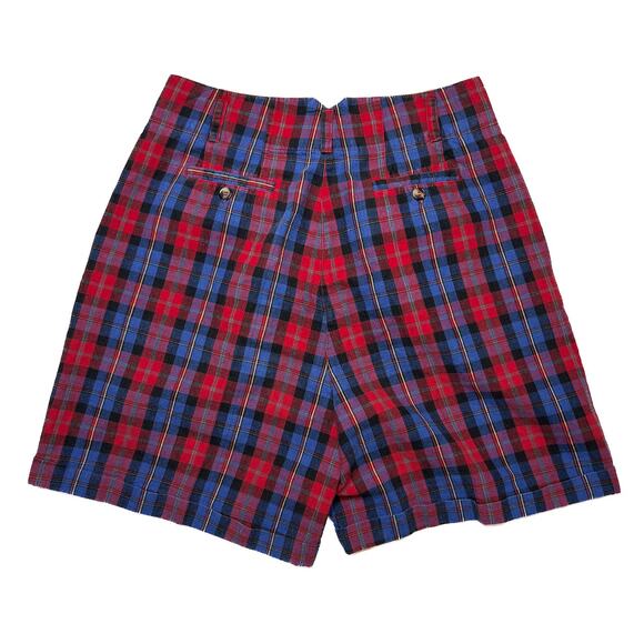 Nan Dorsey Vintage 80s High Rise Plaid Shorts Multicolor Wide Leg Retro Preppy - Picture 4 of 4
